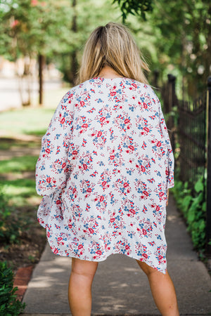 White & Red Floral Kimono *Limited Edition*