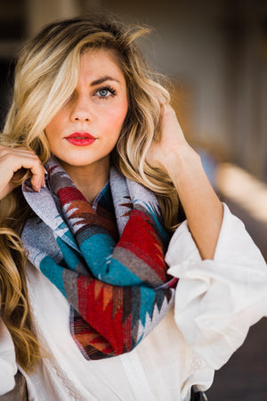 Teal & Coral Infinity Scarf
